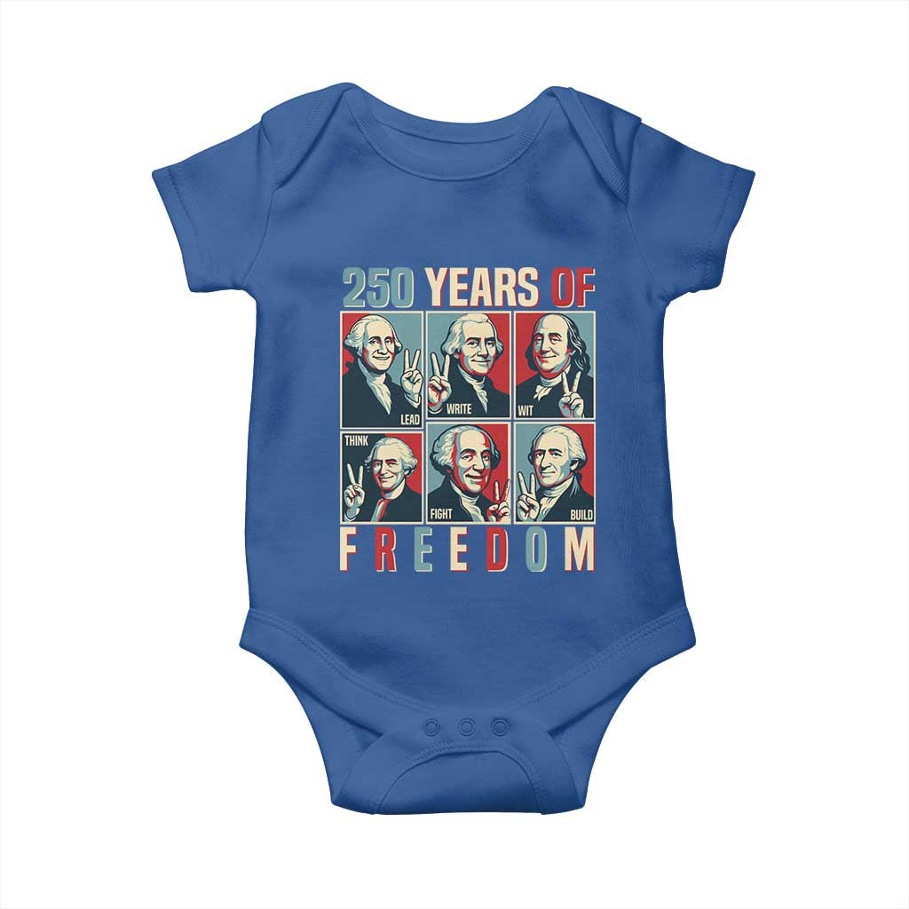 Founding Fathers 250 Years of Freedom Baby Onesie Patriotic Pop Art Style Semiquincentennial 2026 - Wonder Print Shop