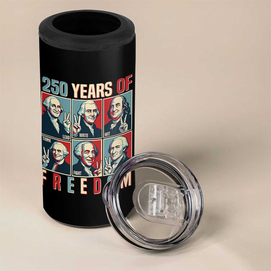 Founding Fathers 250 Years of Freedom 4 in 1 Can Cooler Tumbler Patriotic Pop Art Style Semiquincentennial 2026 - Wonder Print Shop