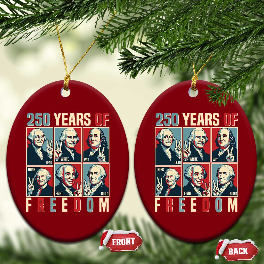 Founding Fathers 250 Years of Freedom Ceramic Ornament Patriotic Pop Art Style Semiquincentennial 2026 - Wonder Print Shop