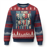Founding Fathers 250 Years of Freedom Ugly Christmas Sweater Patriotic Pop Art Style Semiquincentennial 2026 - Wonder Print Shop
