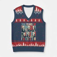 Founding Fathers 250 Years of Freedom V-Neck Knit Sweater Vest Patriotic Pop Art Style Semiquincentennial 2026 - Wonder Print Shop