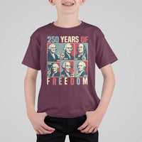 Founding Fathers 250 Years of Freedom T Shirt For Kid Patriotic Pop Art Style Semiquincentennial 2026 - Wonder Print Shop