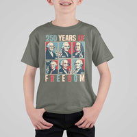Founding Fathers 250 Years of Freedom T Shirt For Kid Patriotic Pop Art Style Semiquincentennial 2026 - Wonder Print Shop