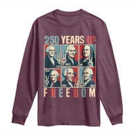 Founding Fathers 250 Years of Freedom Long Sleeve Shirt Patriotic Pop Art Style Semiquincentennial 2026 - Wonder Print Shop