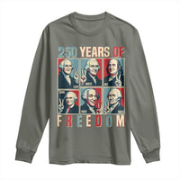 Founding Fathers 250 Years of Freedom Long Sleeve Shirt Patriotic Pop Art Style Semiquincentennial 2026 - Wonder Print Shop