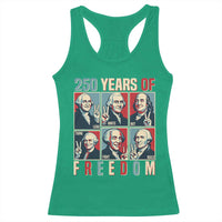 Founding Fathers 250 Years of Freedom Racerback Tank Top Patriotic Pop Art Style Semiquincentennial 2026 - Wonder Print Shop