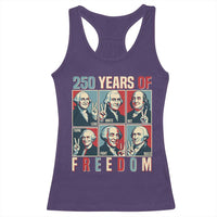 Founding Fathers 250 Years of Freedom Racerback Tank Top Patriotic Pop Art Style Semiquincentennial 2026 - Wonder Print Shop