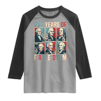 Founding Fathers 250 Years of Freedom Raglan Shirt Patriotic Pop Art Style Semiquincentennial 2026 - Wonder Print Shop