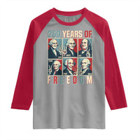 Founding Fathers 250 Years of Freedom Raglan Shirt Patriotic Pop Art Style Semiquincentennial 2026 - Wonder Print Shop