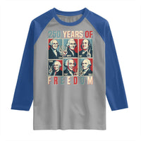 Founding Fathers 250 Years of Freedom Raglan Shirt Patriotic Pop Art Style Semiquincentennial 2026 - Wonder Print Shop