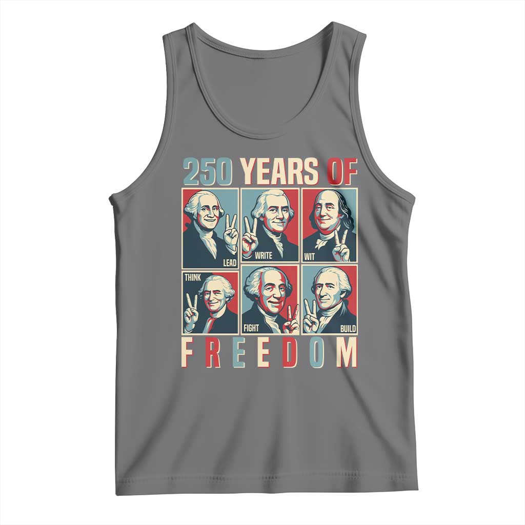 Founding Fathers 250 Years of Freedom Tank Top Patriotic Pop Art Style Semiquincentennial 2026 - Wonder Print Shop