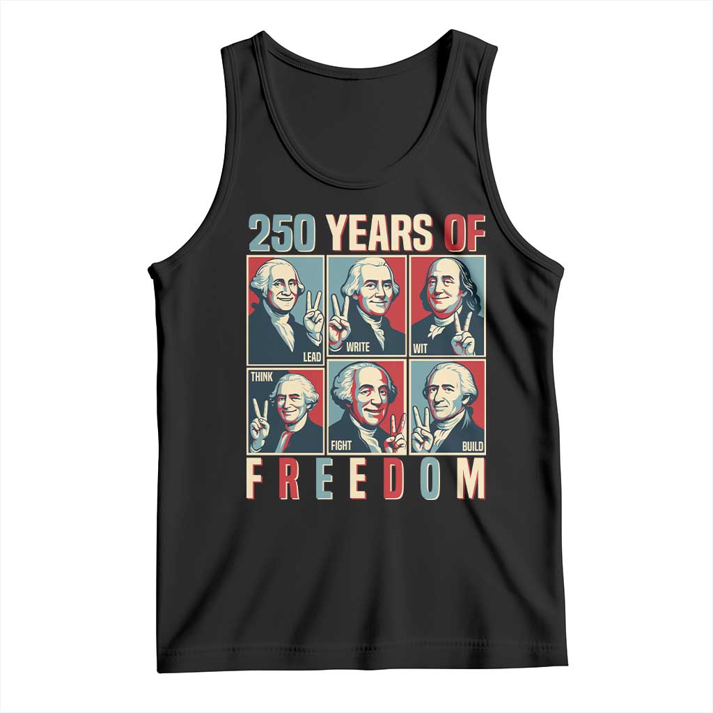 Founding Fathers 250 Years of Freedom Tank Top Patriotic Pop Art Style Semiquincentennial 2026 - Wonder Print Shop
