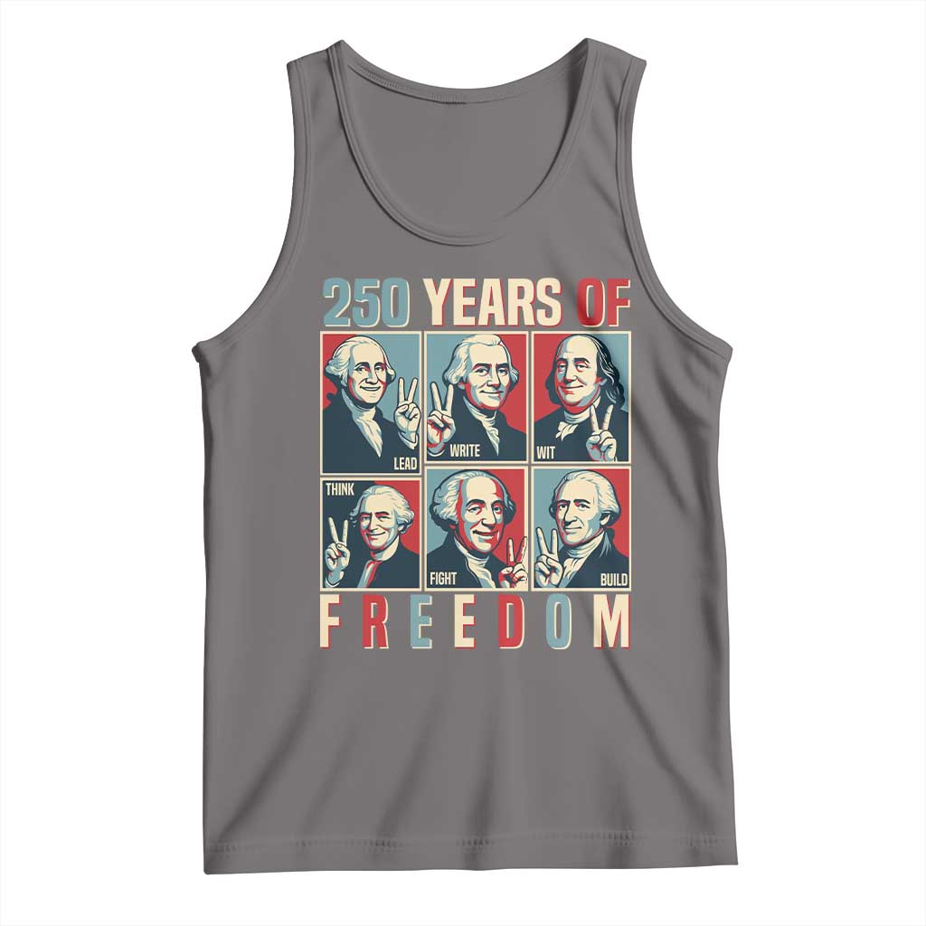 Founding Fathers 250 Years of Freedom Tank Top Patriotic Pop Art Style Semiquincentennial 2026 - Wonder Print Shop