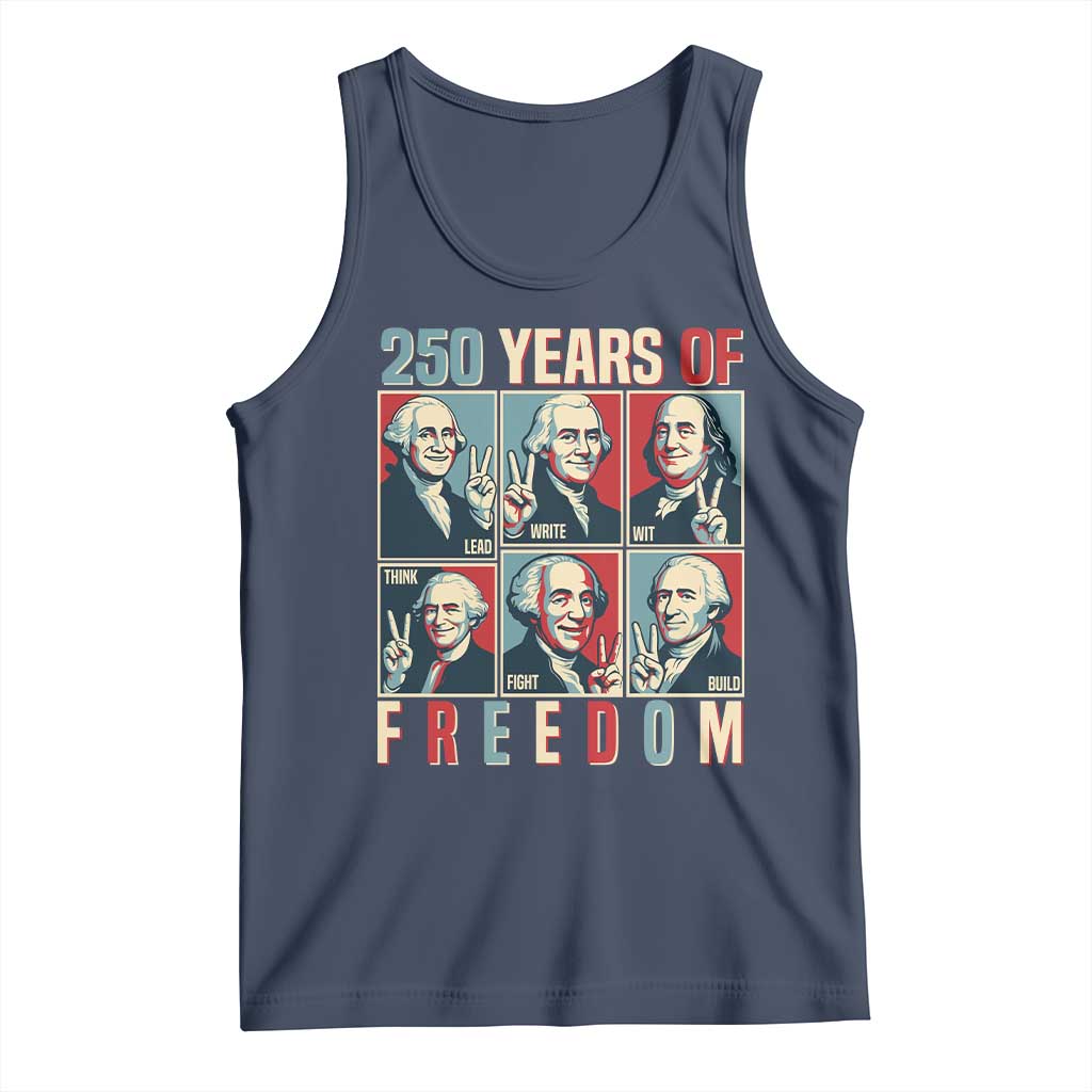 Founding Fathers 250 Years of Freedom Tank Top Patriotic Pop Art Style Semiquincentennial 2026 - Wonder Print Shop