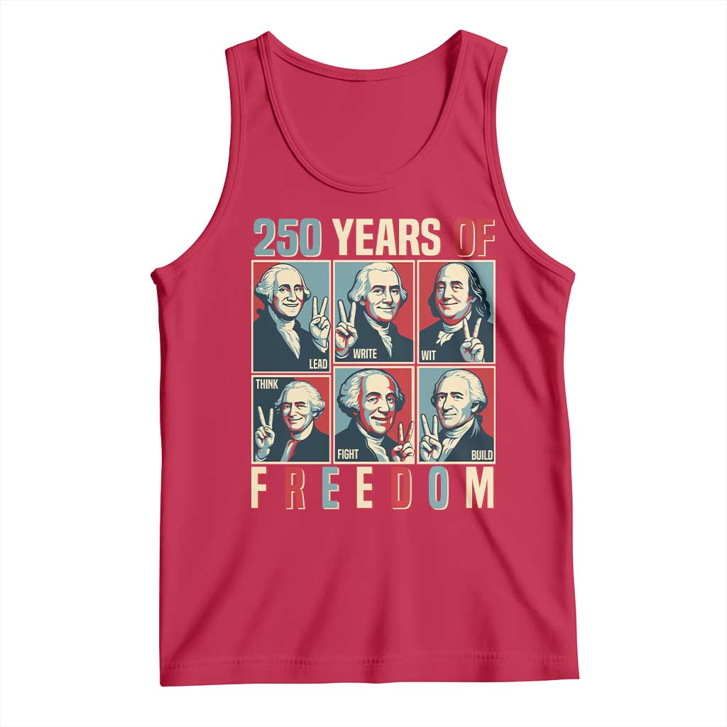 Founding Fathers 250 Years of Freedom Tank Top Patriotic Pop Art Style Semiquincentennial 2026 - Wonder Print Shop