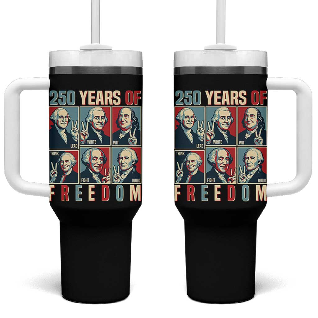 Founding Fathers 250 Years of Freedom Tumbler With Handle Patriotic Pop Art Style Semiquincentennial 2026 - Wonder Print Shop