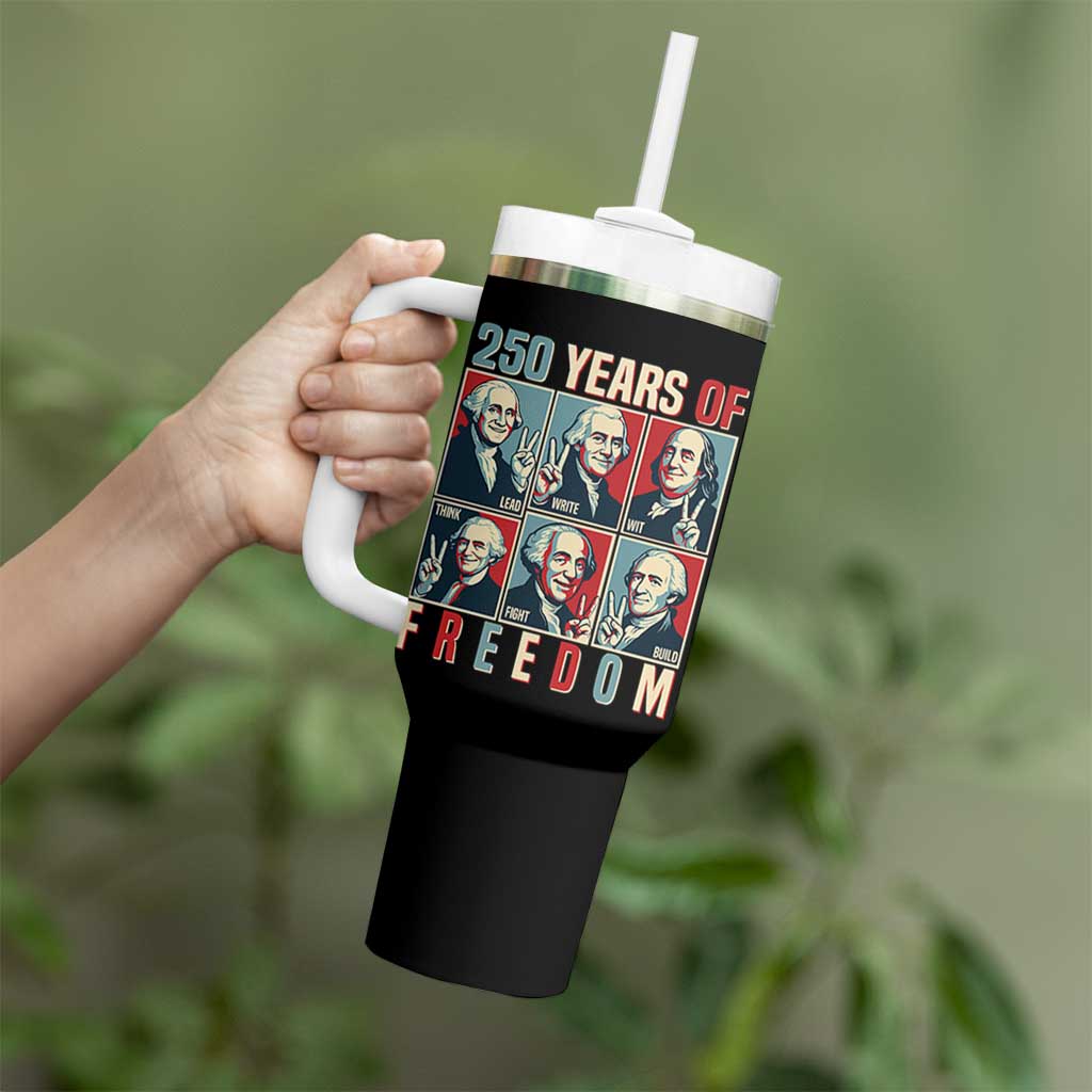Founding Fathers 250 Years of Freedom Tumbler With Handle Patriotic Pop Art Style Semiquincentennial 2026 - Wonder Print Shop