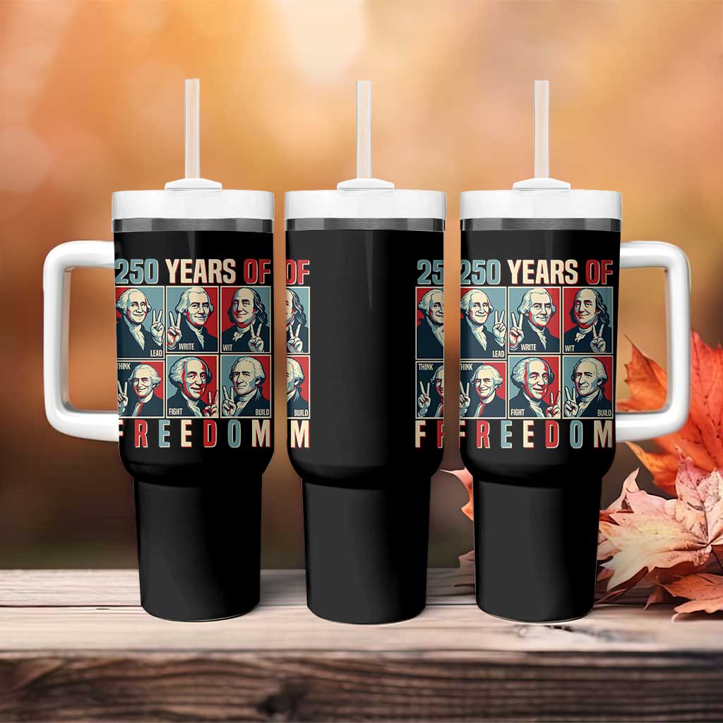 Founding Fathers 250 Years of Freedom Tumbler With Handle Patriotic Pop Art Style Semiquincentennial 2026 - Wonder Print Shop