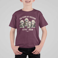 250 Years of Freedom Founding Fathers T Shirt For Kid Patriotic 1776 to 2026 July 4th American History - Wonder Print Shop