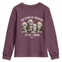 250 Years of Freedom Founding Fathers Youth Sweatshirt Patriotic 1776 to 2026 July 4th American History - Wonder Print Shop