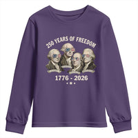 250 Years of Freedom Founding Fathers Youth Sweatshirt Patriotic 1776 to 2026 July 4th American History - Wonder Print Shop