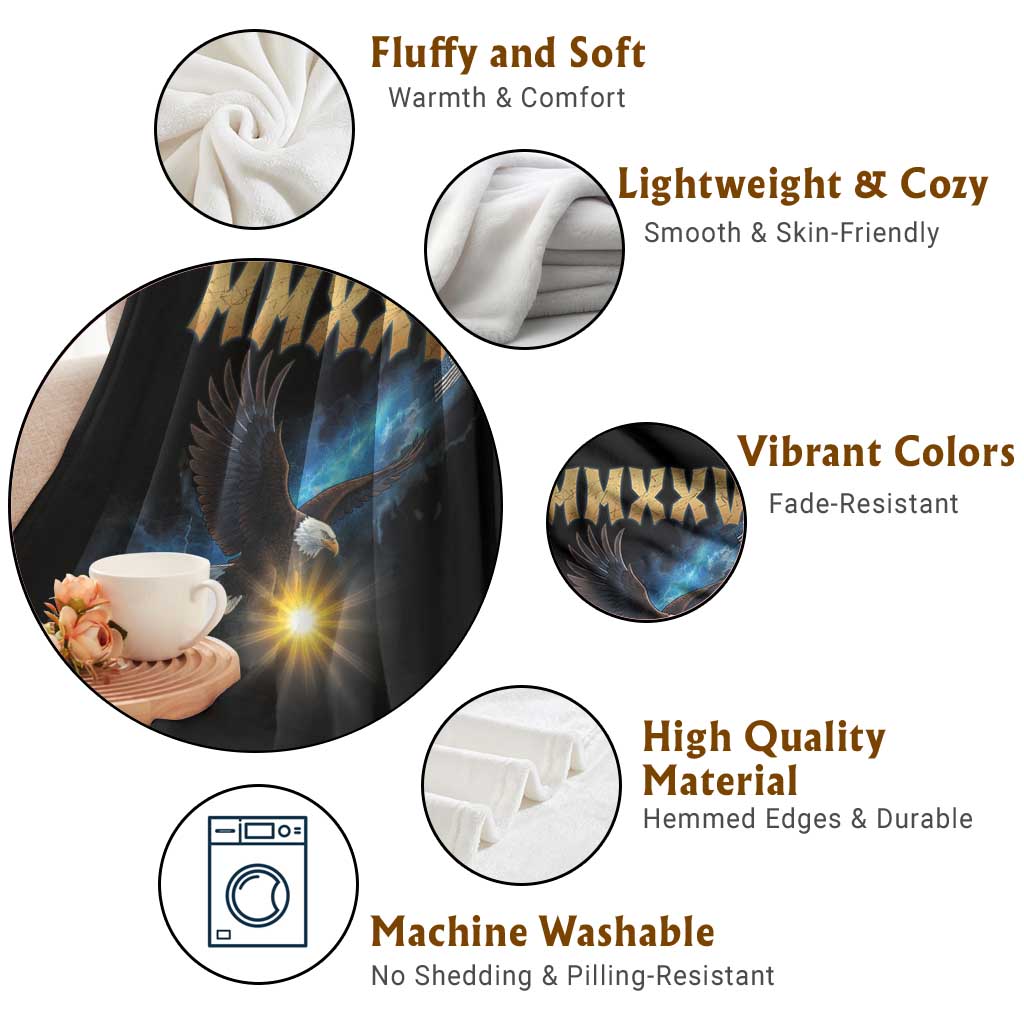 MMXXVI 2026 Eagle Throw Blanket Epic Patriotic Capitol Flag USA 250th Anniversary - Wonder Print Shop