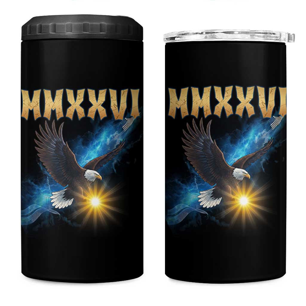 MMXXVI 2026 Eagle 4 in 1 Can Cooler Tumbler Epic Patriotic Capitol Flag USA 250th Anniversary - Wonder Print Shop
