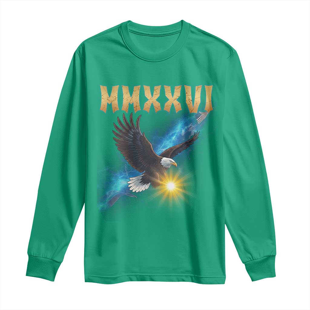 MMXXVI 2026 Eagle Long Sleeve Shirt Epic Patriotic Capitol Flag USA 250th Anniversary - Wonder Print Shop