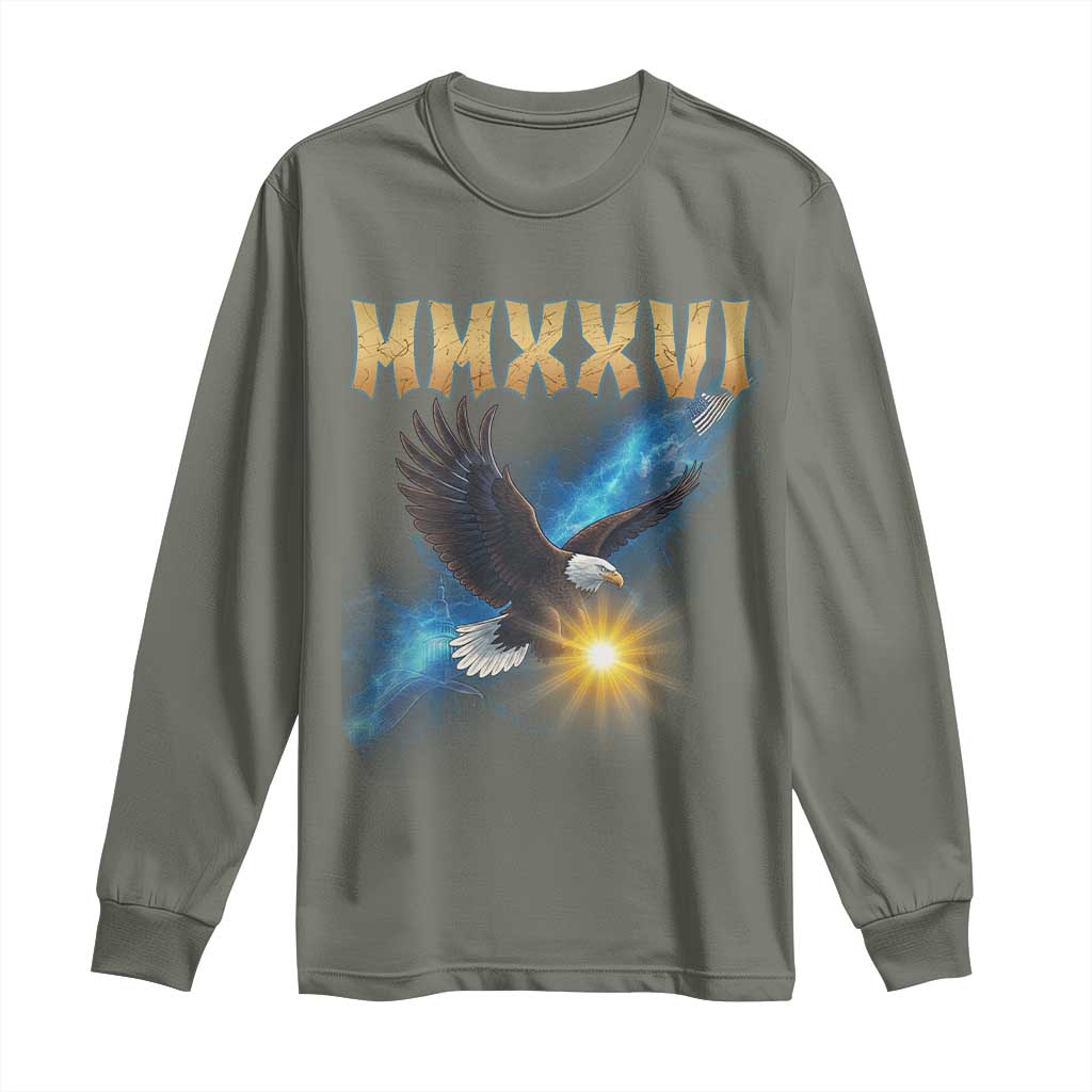 MMXXVI 2026 Eagle Long Sleeve Shirt Epic Patriotic Capitol Flag USA 250th Anniversary - Wonder Print Shop