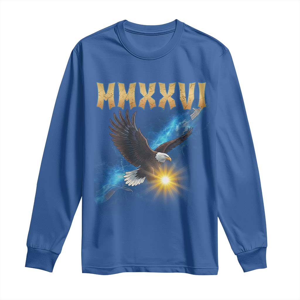 MMXXVI 2026 Eagle Long Sleeve Shirt Epic Patriotic Capitol Flag USA 250th Anniversary - Wonder Print Shop