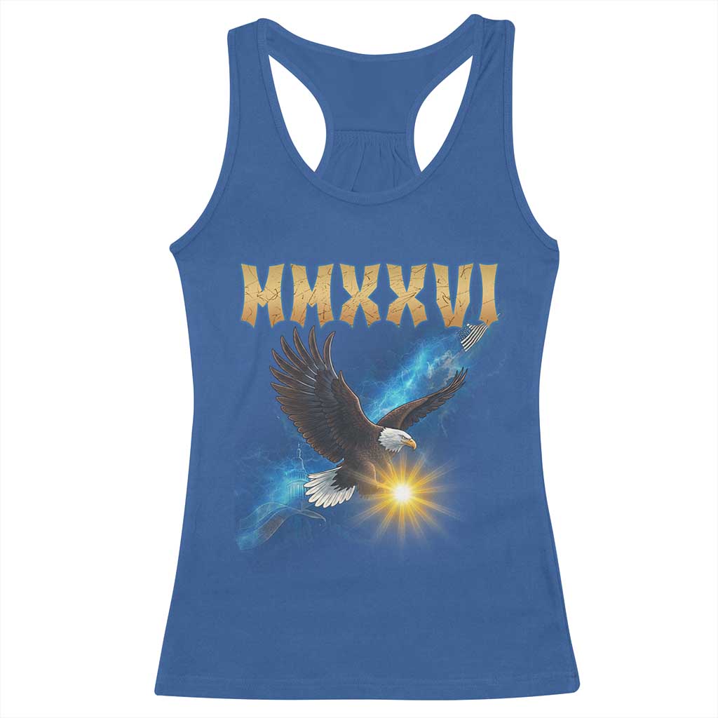 MMXXVI 2026 Eagle Racerback Tank Top Epic Patriotic Capitol Flag USA 250th Anniversary - Wonder Print Shop