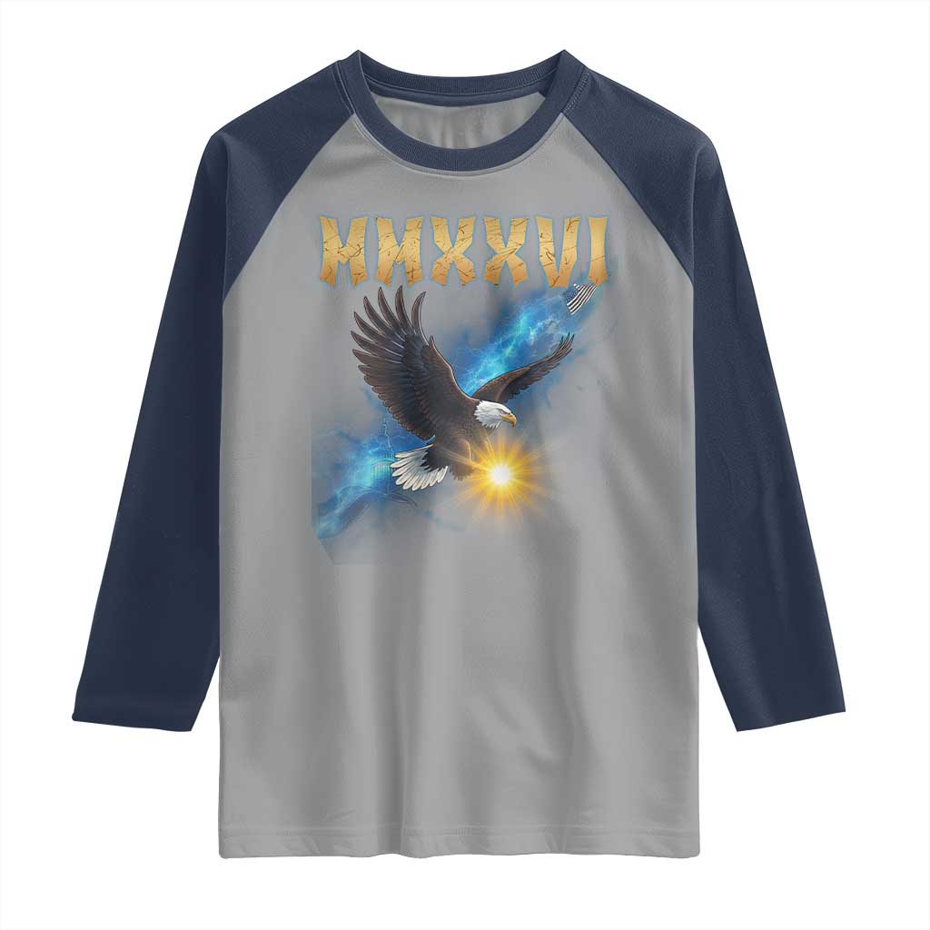 MMXXVI 2026 Eagle Raglan Shirt Epic Patriotic Capitol Flag USA 250th Anniversary - Wonder Print Shop