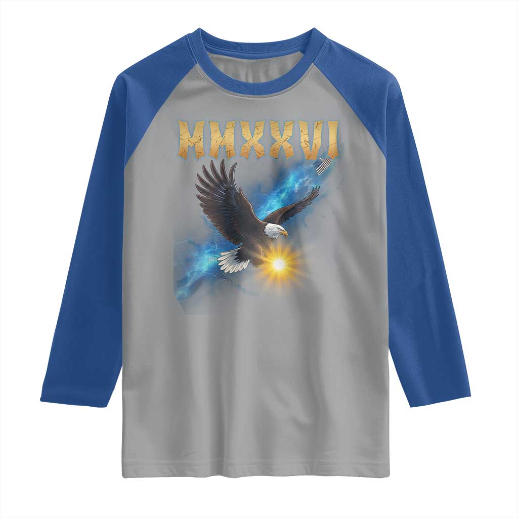 MMXXVI 2026 Eagle Raglan Shirt Epic Patriotic Capitol Flag USA 250th Anniversary - Wonder Print Shop