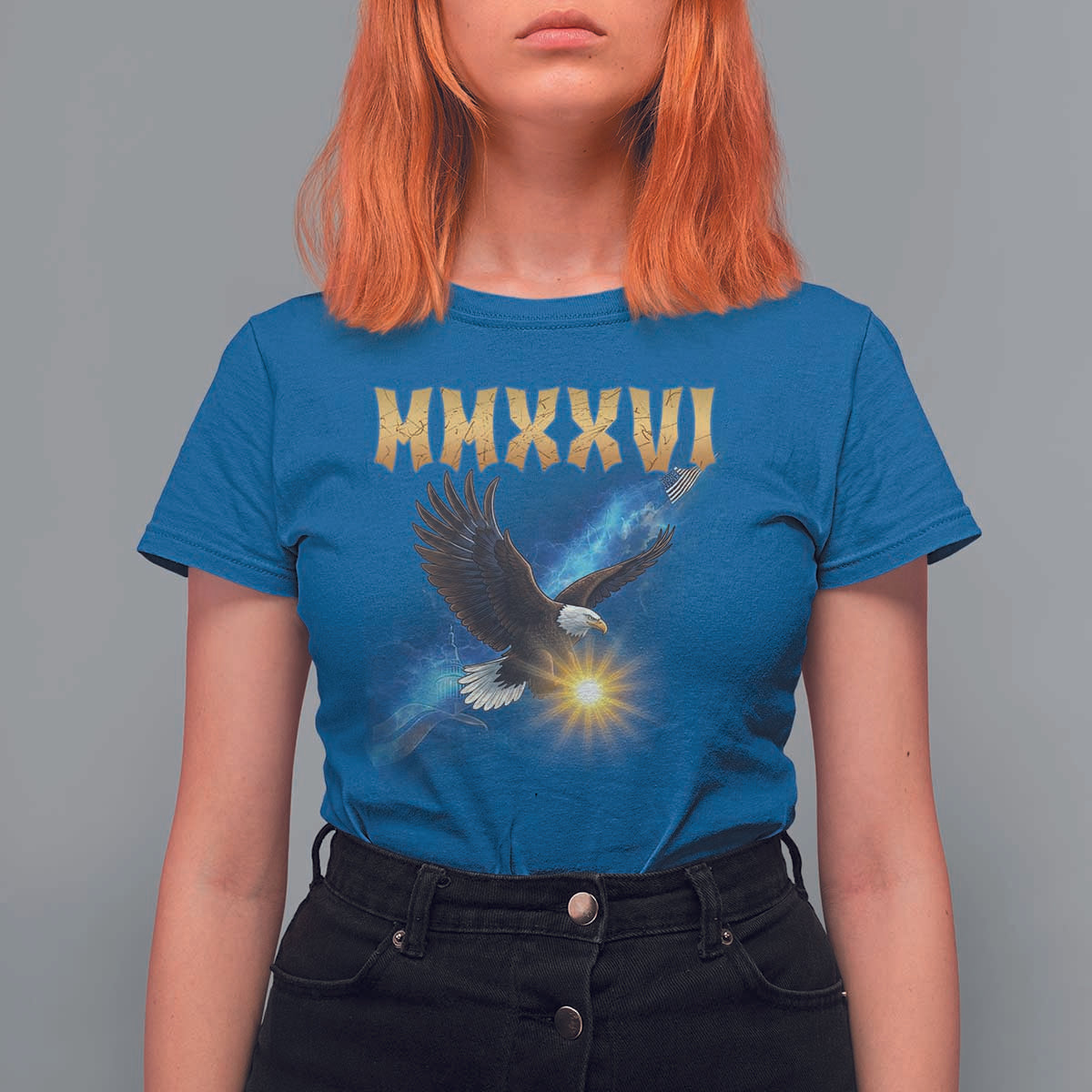 MMXXVI 2026 Eagle T Shirt For Women Epic Patriotic Capitol Flag USA 250th Anniversary - Wonder Print Shop