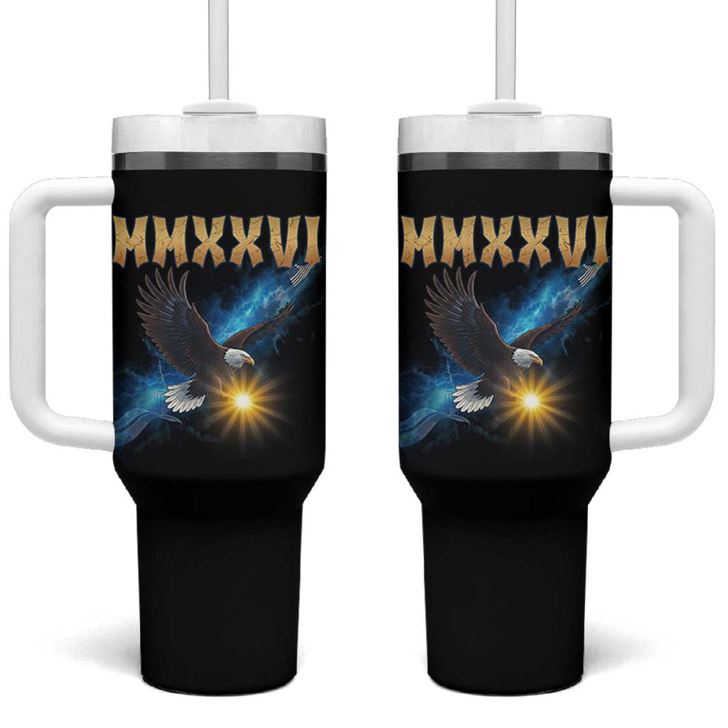 MMXXVI 2026 Eagle Tumbler With Handle Epic Patriotic Capitol Flag USA 250th Anniversary - Wonder Print Shop