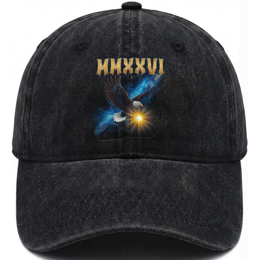 MMXXVI 2026 Eagle Washed Cotton Baseball Cap Epic Patriotic Capitol Flag USA 250th Anniversary
