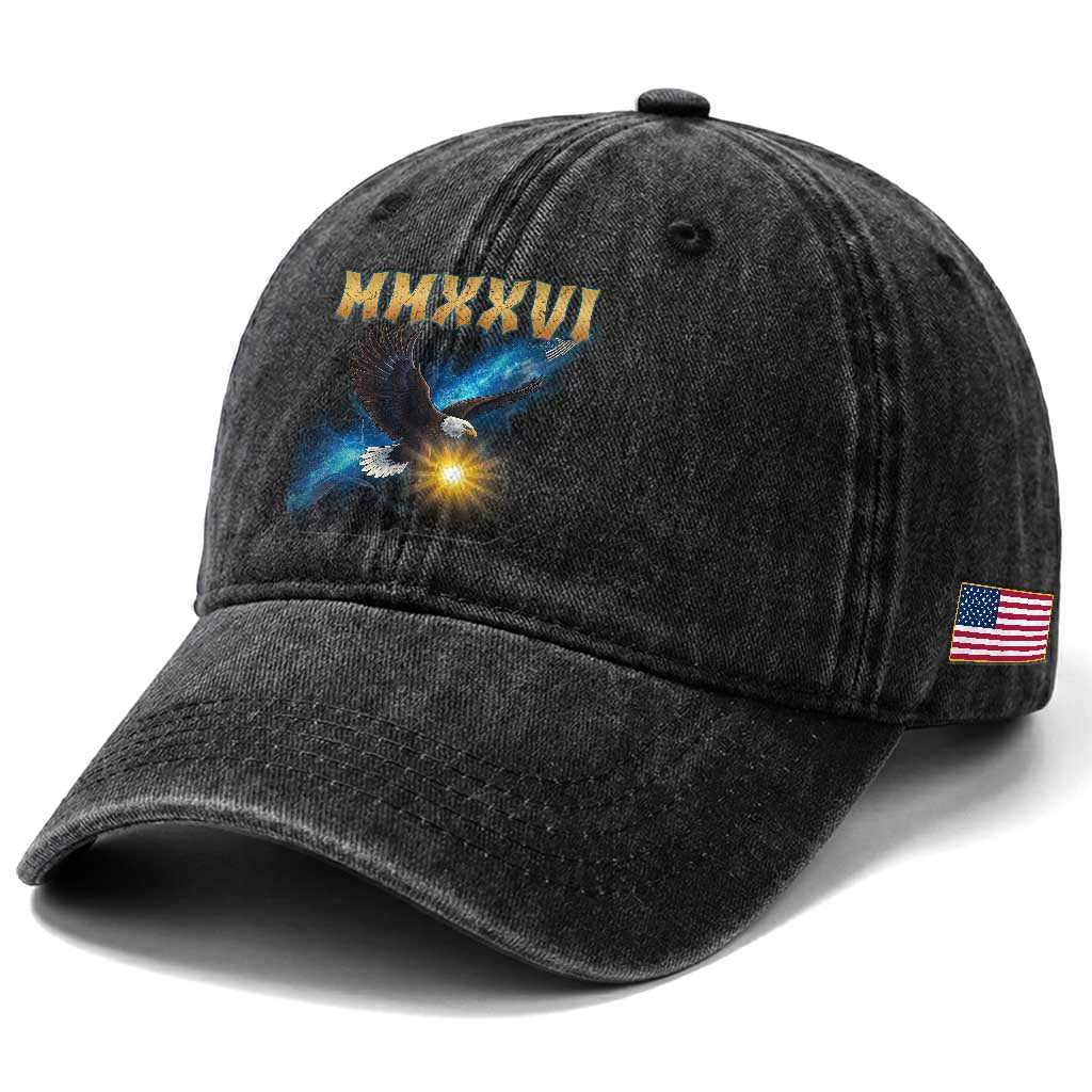 MMXXVI 2026 Eagle Washed Cotton Baseball Cap Epic Patriotic Capitol Flag USA 250th Anniversary