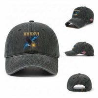MMXXVI 2026 Eagle Washed Cotton Baseball Cap Epic Patriotic Capitol Flag USA 250th Anniversary