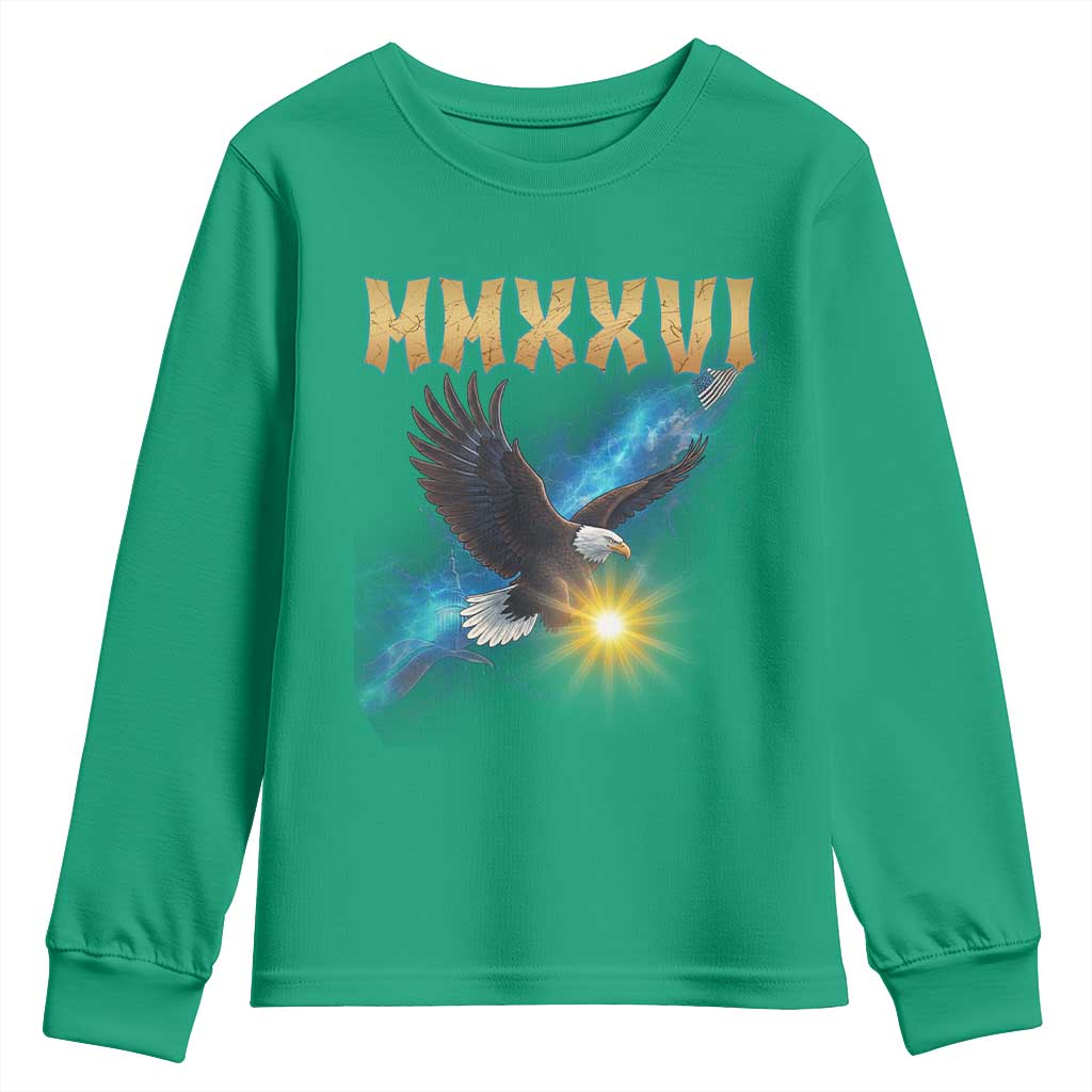 MMXXVI 2026 Eagle Youth Sweatshirt Epic Patriotic Capitol Flag USA 250th Anniversary - Wonder Print Shop