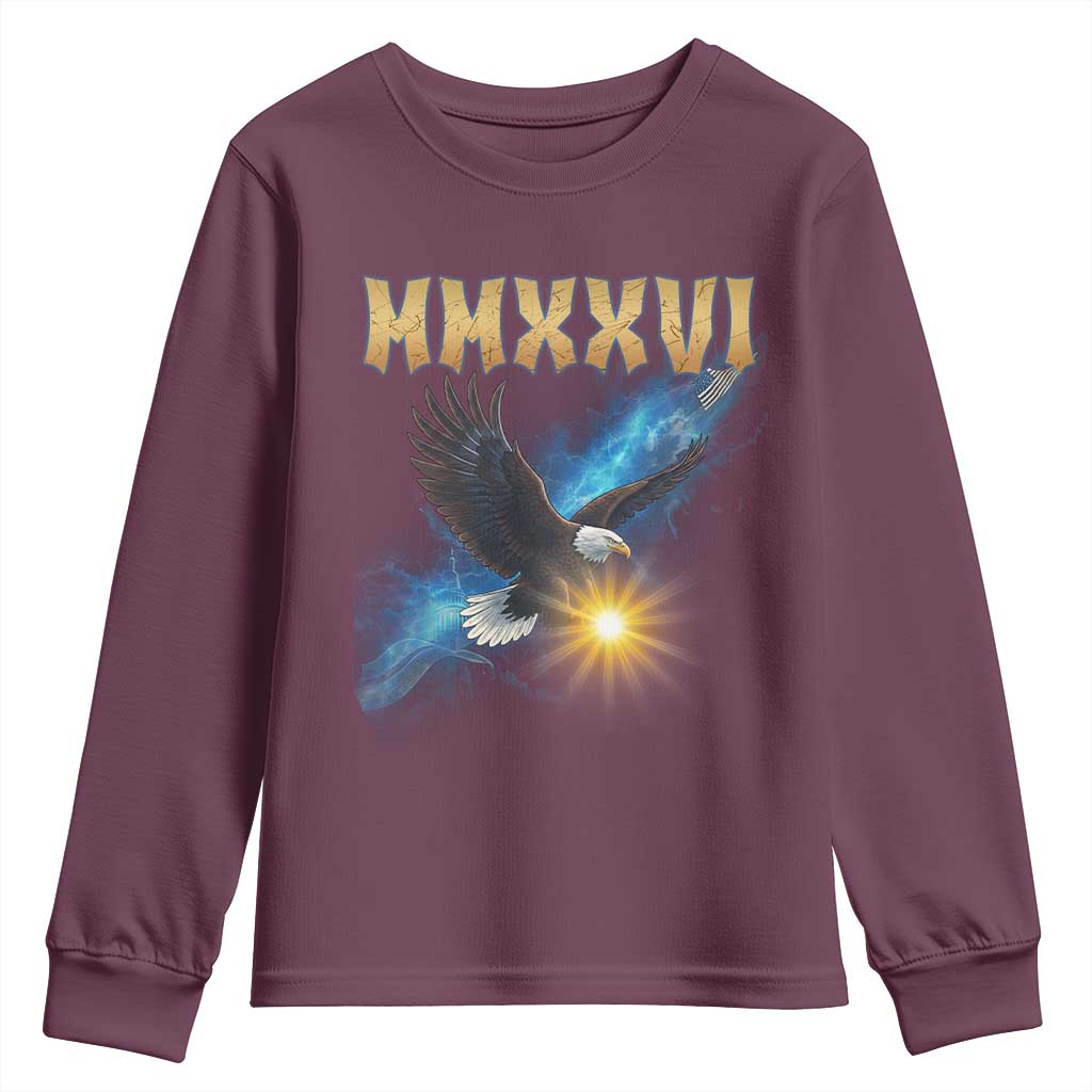 MMXXVI 2026 Eagle Youth Sweatshirt Epic Patriotic Capitol Flag USA 250th Anniversary - Wonder Print Shop