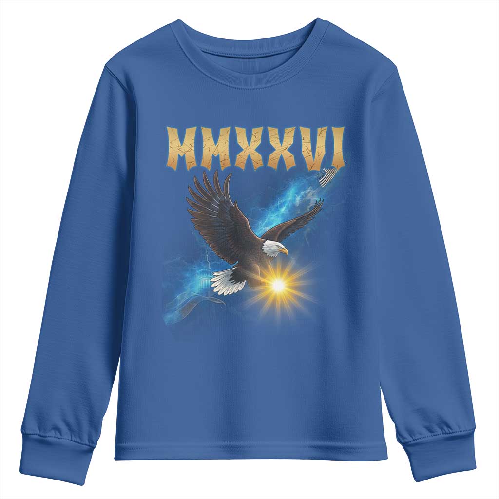 MMXXVI 2026 Eagle Youth Sweatshirt Epic Patriotic Capitol Flag USA 250th Anniversary - Wonder Print Shop