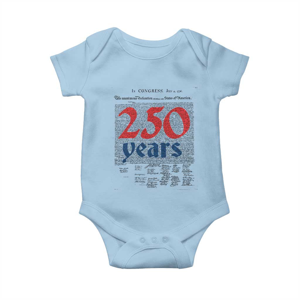 250 Years Declaration of Independence Baby Onesie Historic Patriotic 1776 to 2026 Semiquincentennial - Wonder Print Shop