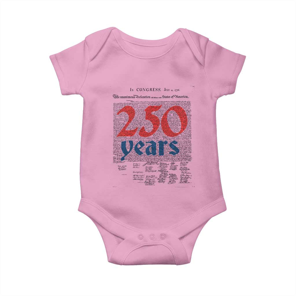 250 Years Declaration of Independence Baby Onesie Historic Patriotic 1776 to 2026 Semiquincentennial - Wonder Print Shop