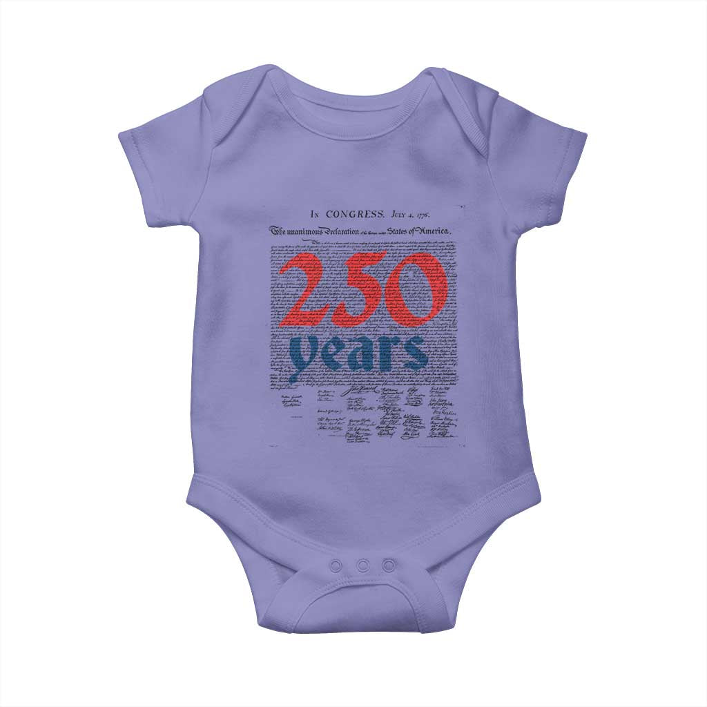 250 Years Declaration of Independence Baby Onesie Historic Patriotic 1776 to 2026 Semiquincentennial - Wonder Print Shop