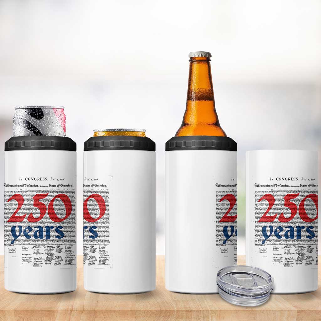 250 Years Declaration of Independence 4 in 1 Can Cooler Tumbler Historic Patriotic 1776 to 2026 Semiquincentennial - Wonder Print Shop