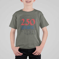 250 Years Declaration of Independence T Shirt For Kid Historic Patriotic 1776 to 2026 Semiquincentennial - Wonder Print Shop