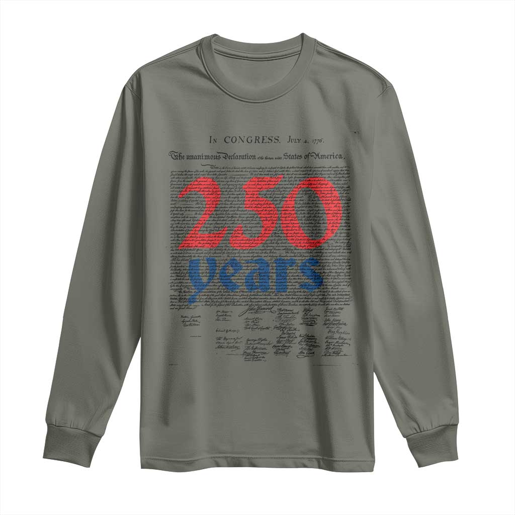 250 Years Declaration of Independence Long Sleeve Shirt Historic Patriotic 1776 to 2026 Semiquincentennial - Wonder Print Shop