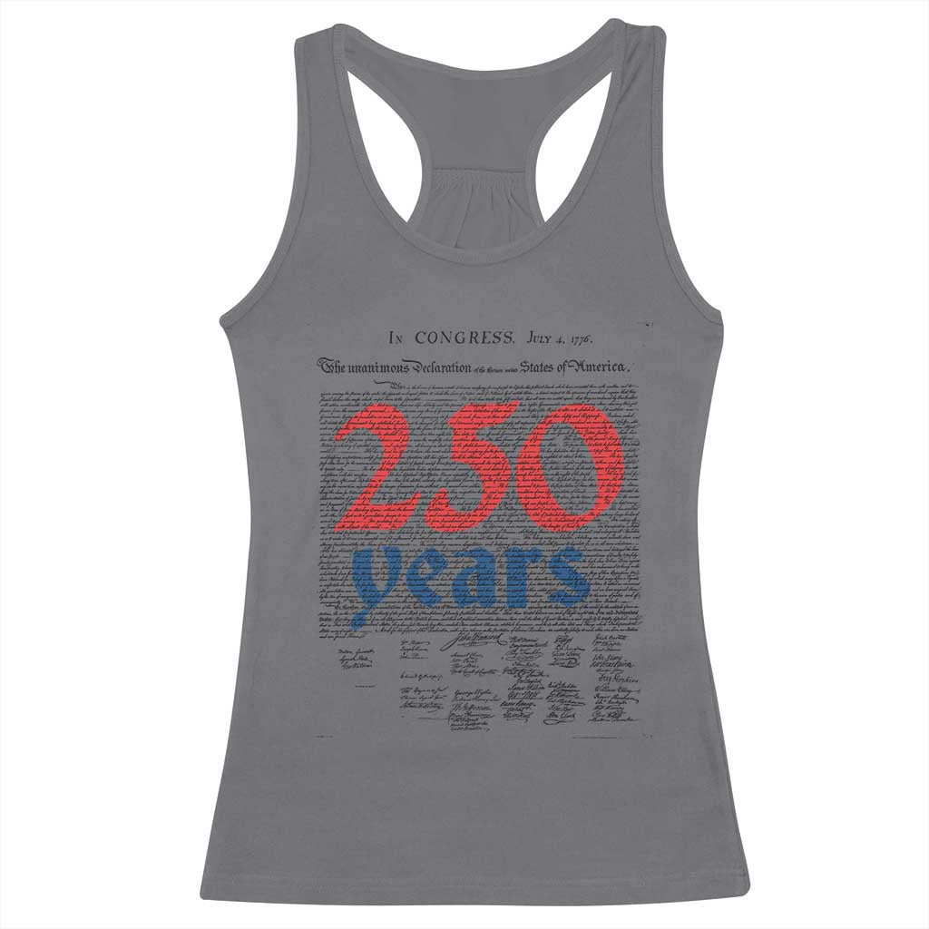 250 Years Declaration of Independence Racerback Tank Top Historic Patriotic 1776 to 2026 Semiquincentennial - Wonder Print Shop