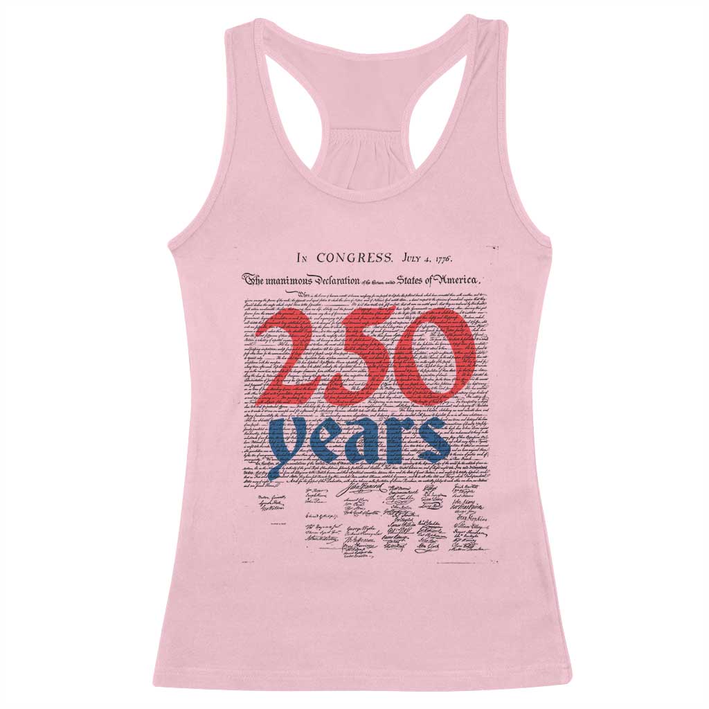 250 Years Declaration of Independence Racerback Tank Top Historic Patriotic 1776 to 2026 Semiquincentennial - Wonder Print Shop