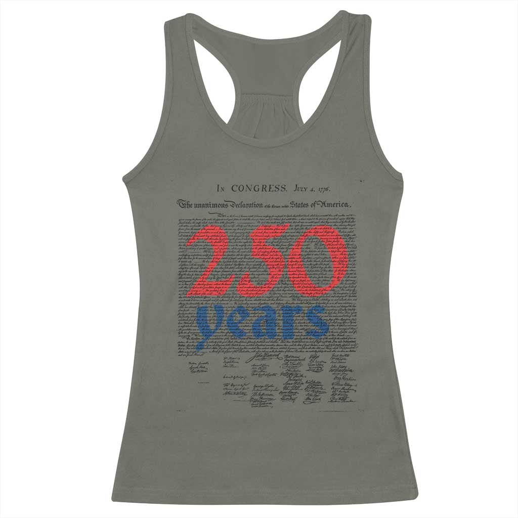 250 Years Declaration of Independence Racerback Tank Top Historic Patriotic 1776 to 2026 Semiquincentennial - Wonder Print Shop